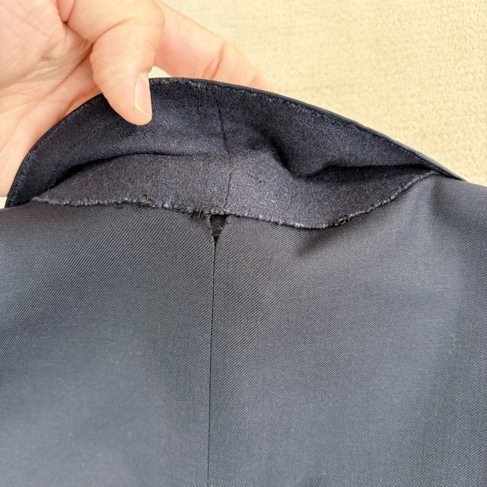 Oxxford Clothes Glasgow Double Breasted Crest Enamel Button Blazer Navy Men 44R